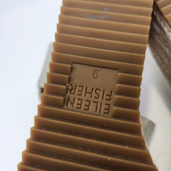 Eileen Fisher Willow Espadrille Wedge Sandals Size 9 Gold Metallic Leather - Picture 9 of 9